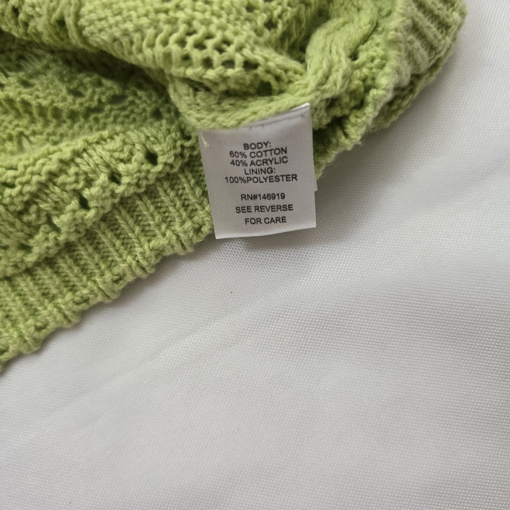 Freshman 1996 Lime Green Crochet Knit Boho V Neck Maxi Tank Dress Semi Sheer M - Picture 11 of 15